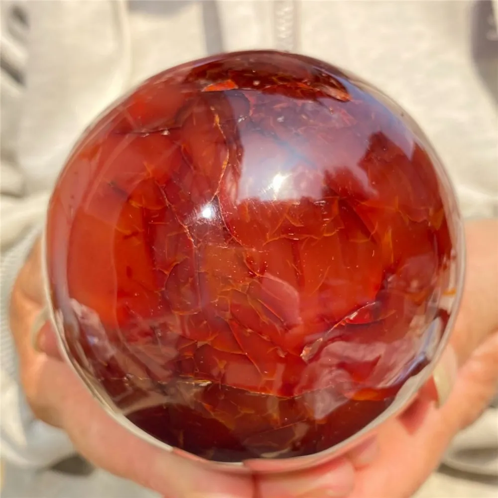 Boule d'agate cornaline rouge naturelle rare, sardonyx, sphère de cristal de quartz, guérison naturelle, charbon et minorganisateur