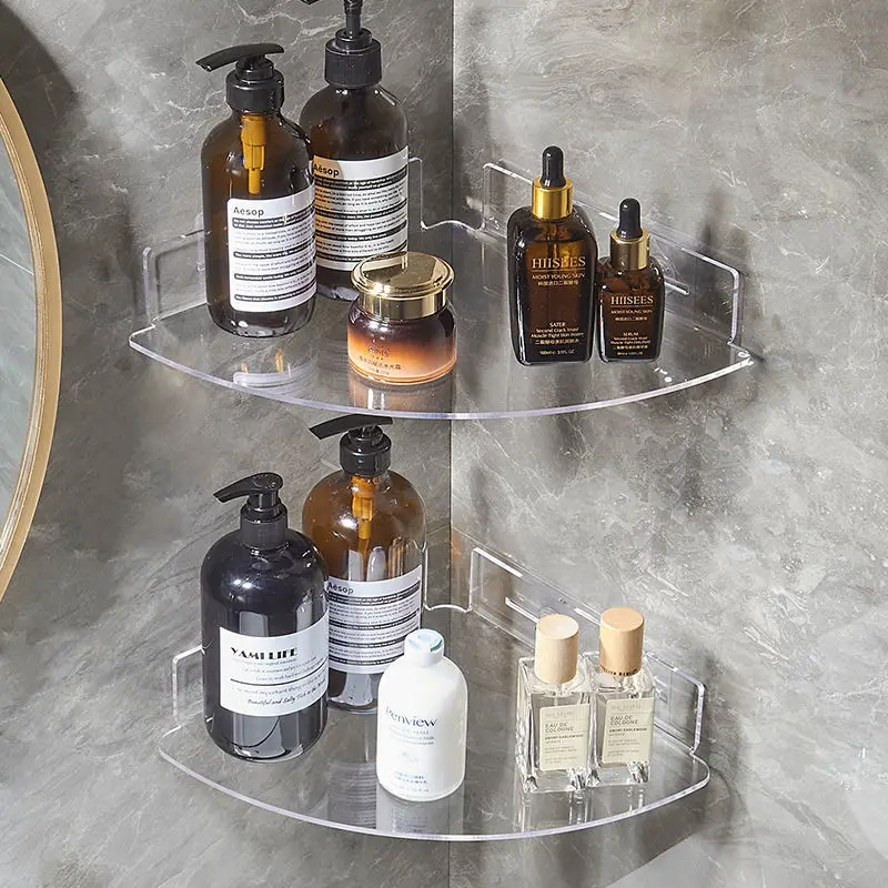 Acrylic Shower Caddy Shelves, Clear Slanted Shampoo Holder, Wall Mounted,  Transparent Adhesive Shower Rack - AliExpress