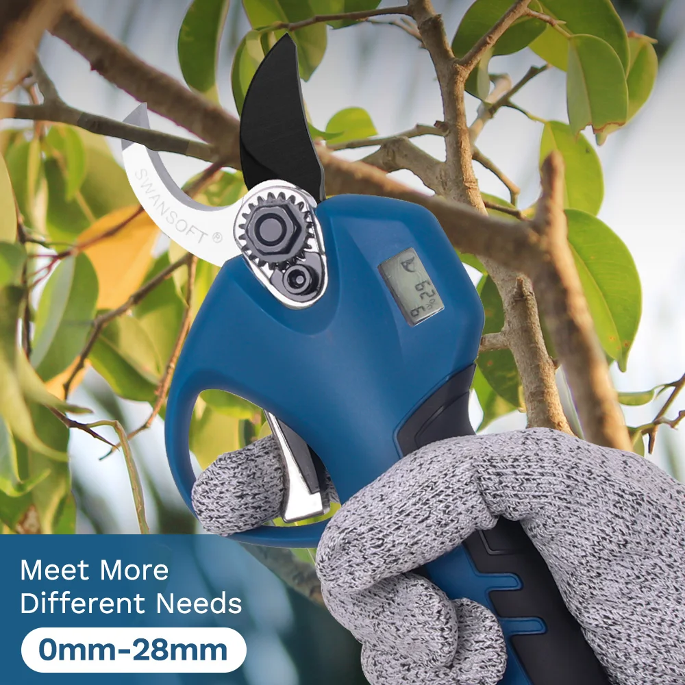 28mm LED screen progressive anti shearing hand electric pruning cutter fruit tree pruning cutter lithium battery cordless garden 3