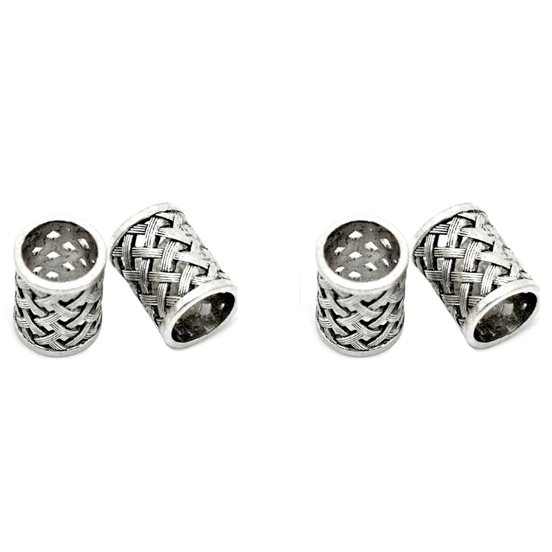 

4X Vintage Antique Bronze Hair Braid Beard Dreadlock Beads Rings Tube Viking Rune Charm Pendant For DIY Necklace Jewelry