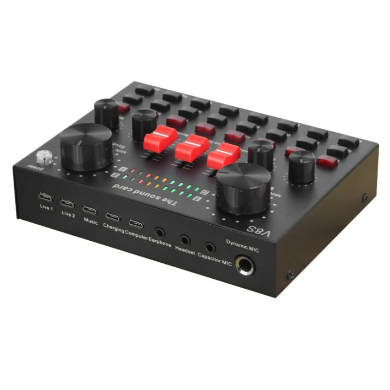범용 외장 USB 웹캐스트 라이브 사운드 카드, V8s 휴대폰 마이크, 오디오 믹서, 클리어 사운드 카드