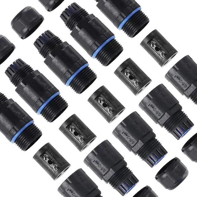 10 ชิ้น IP68 2Pin กันน้ําตรงเชื่อมต่อสายไฟเชื่อมต่อกลางแจ้งปลั๊ก Socket Terminal Block Junction Box 1