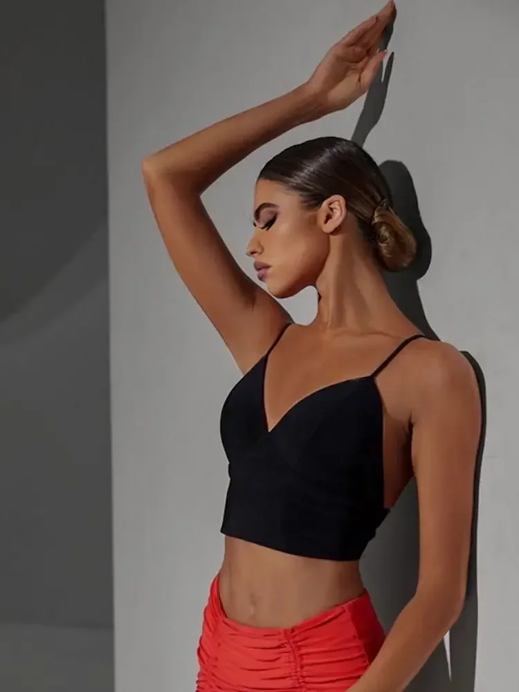 Basic Mini Top Practice Clothes Sports Dance Shirts Latin Dance Sport Wear