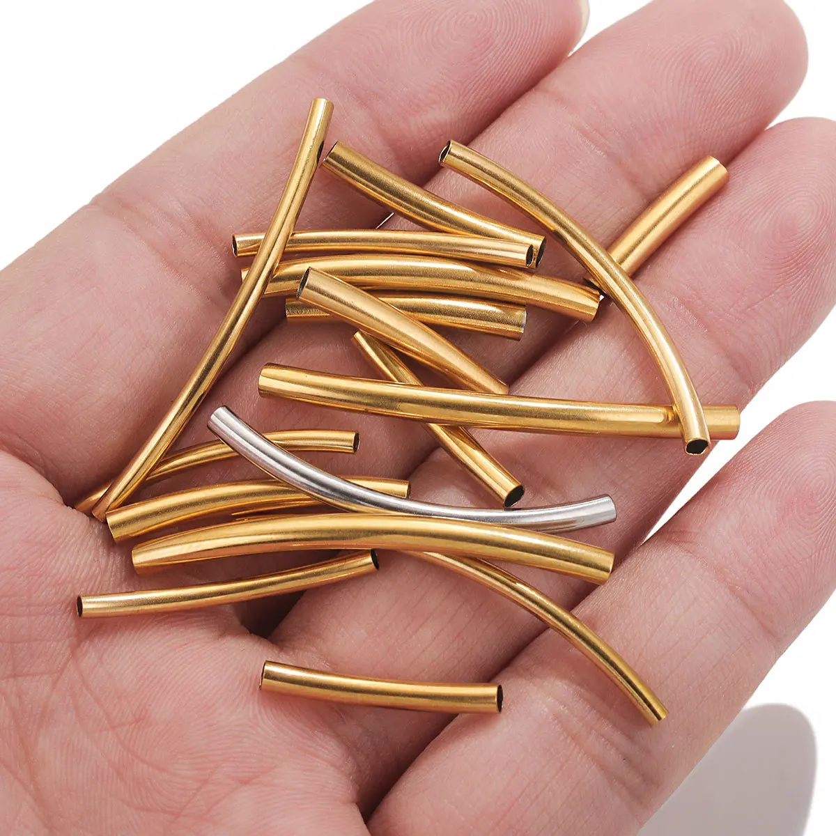 Curve Tube Spacer Beads Connectors for DIY Jewelry Making Bracelet Necklace Accessories 2