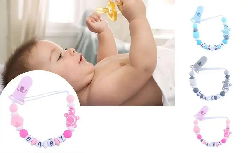 

Universal Pacifier Clip | Silicone Pacifier Strap Holder | Anti-Drop Chain Design Teether Toy for Christmas New Year and Birthda