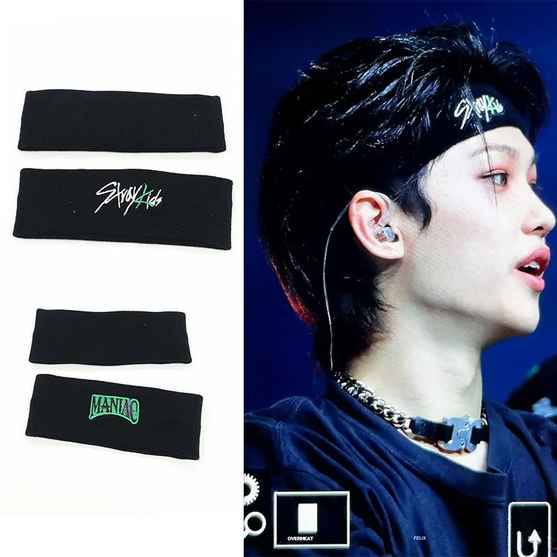

KPOP Stray Kids MANIAC Concert Headband Adjustable Unisex Fashion Letter Embroidery Decorative Sports Headband Fans Gift A87