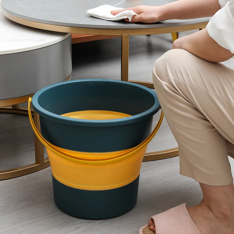 Folding Bucket 5/10L Silicone Bucket for Fishing Promotion Folding Bucket Car Wash Outdoor Fishing Supplies Square Bathroom Kitchen Camp
