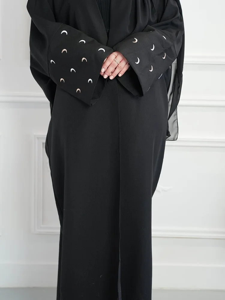 2 Piece Linen Abaya Dubai Luxury 2024 Kaftan Femme Musulmane With Black Chiffon Hijab Muslim Sets Islamic Dress Batwing Abaya