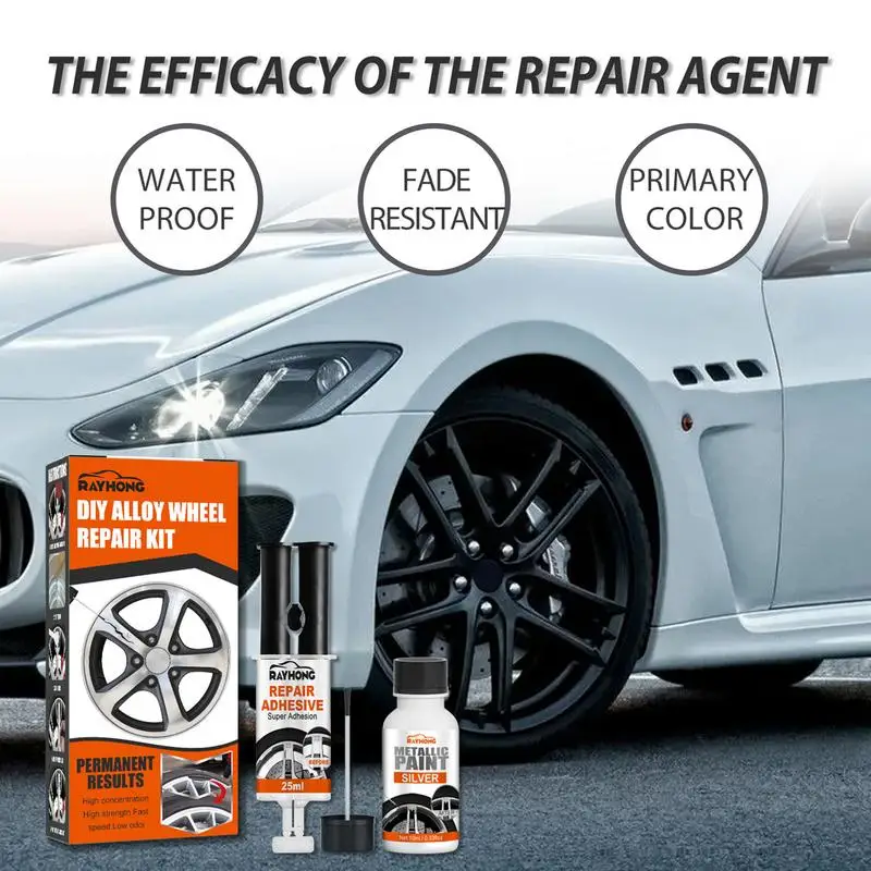 

New Alloy Wheel Repair Adhesive Kit Car Rim Care Wheel Restoration Repair Kit Anti-Rust Protective Scrapes Scratches Remover