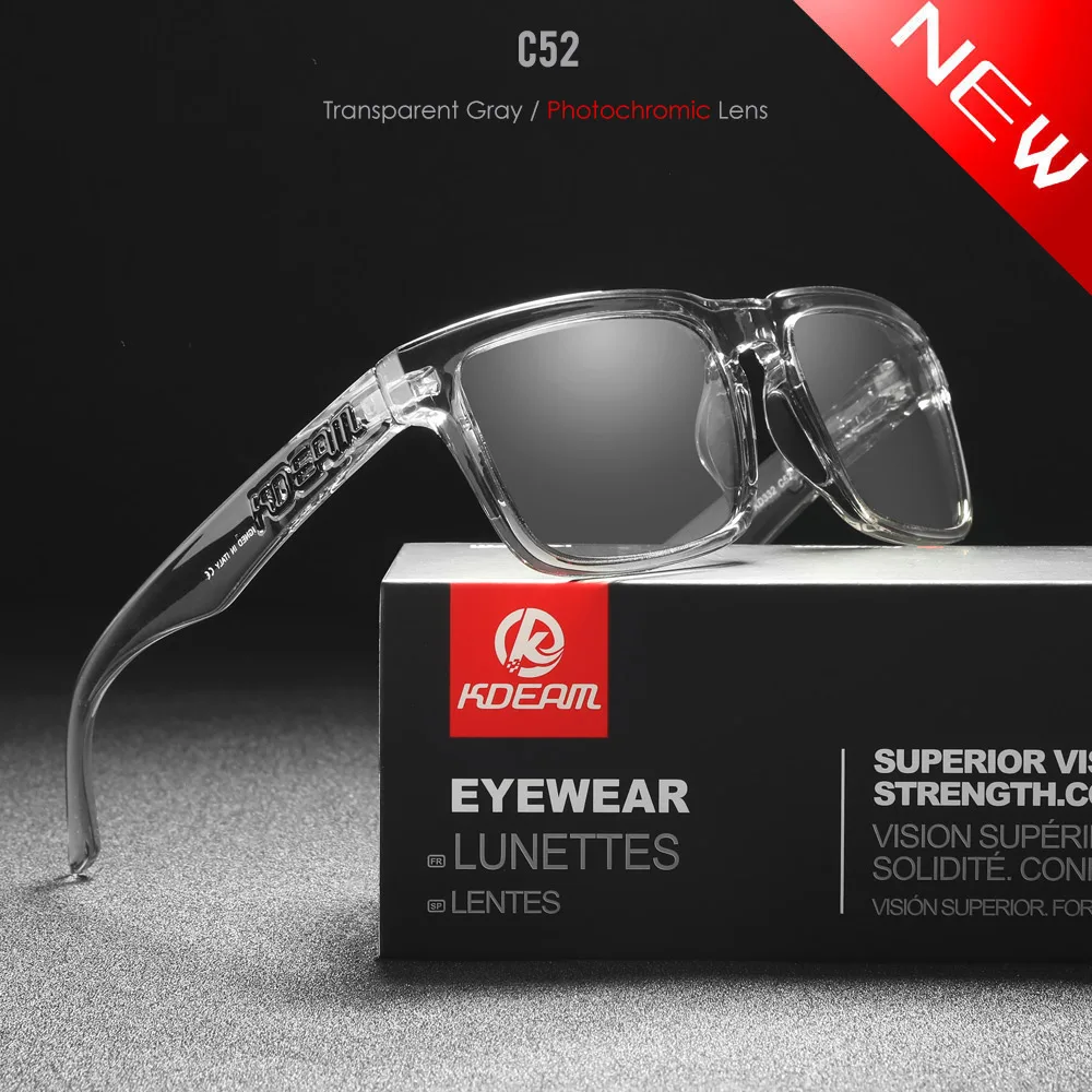 KDEAM Premium Polarized Square Sunglasses - Stylish Photochromic Shades