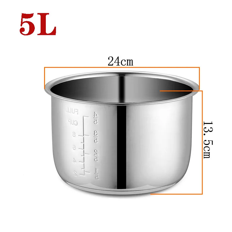 

5L Electric pressure cooker liner liner multicooker bowl stainless steel tank for cooking soup porridge Replacement parts