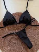 Micro Bikini Set 2025 Brazil Bathing Suit Halter Swimsuti Black Vacation Wear Mini Swimwear Lace-up Biquini Thong Monokini K208