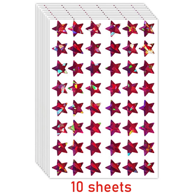 מדבקות כוכב קטן בצבעי הקשת הולוגרפיות לתגמול ילדים, תרשים של התנהגות, מתכנן תלמידים וציוד למורים בכיתה בבית הספר