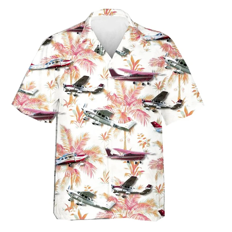 thumbnail image 1 of Camisas gráficas de batalla de aviones para hombres, ropa con estampado 3D, camisas hawaianas de playa, blusas Y2K de manga corta, ropa vintage, blusa con solapa, 1 of 5