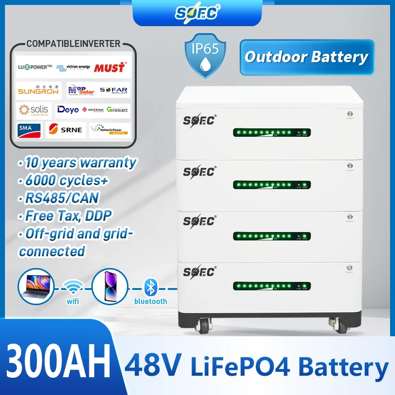 SOEC 20KWH Powerwall กันน้ํา 48V 10KWH 15KWH 30KWH 60KWH Lifepo4 แบตเตอรี่ซ้อนแบตเตอรี่เก็บพลังงานสําหรับระบบ PV พลังงานแสงอาทิตย์ 1