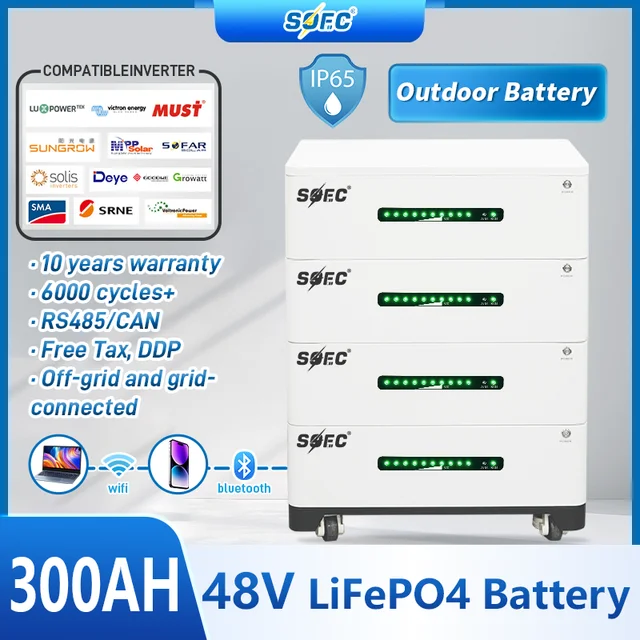 SOEC 20KWH Powerwall กันน้ํา 48V 10KWH 15KWH 30KWH 60KWH Lifepo4 แบตเตอรี่ซ้อนแบตเตอรี่เก็บพลังงานสําหรับระบบ PV พลังงานแสงอาทิตย์ 1