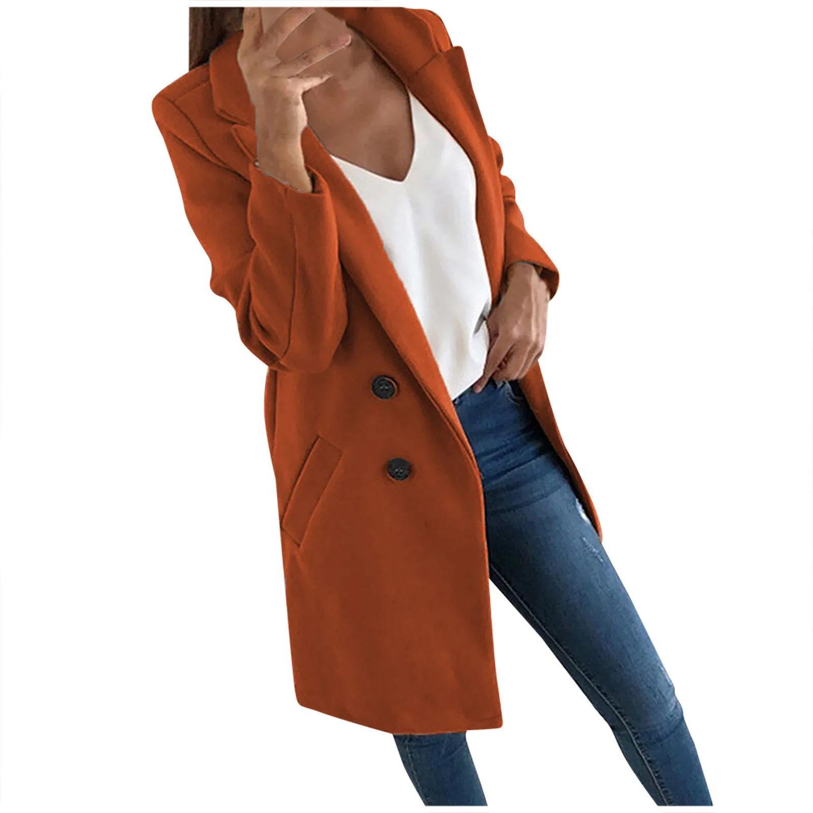 

Winter Thick Warm Wool Coat Lady Fashion Cashmere Trench Coat Women's Turn Down Collar Long Outerwear Slim Fashion Ladies Coats