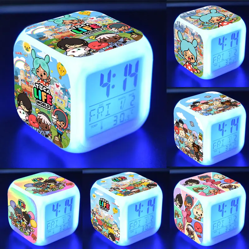 

Cartoon Toca Life World Alarm Clocks Kids Anime Desk Clocks Children Led Digital Clock with Date Thermometer Cute Birthday Gifts