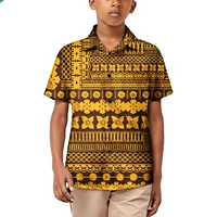 Tonga Fiji Custom Printed Polynesian Aloha Shirts For Boy Toddler Summer Hawaiian Short-Sleeve Shirt For Kids Plus Size 1