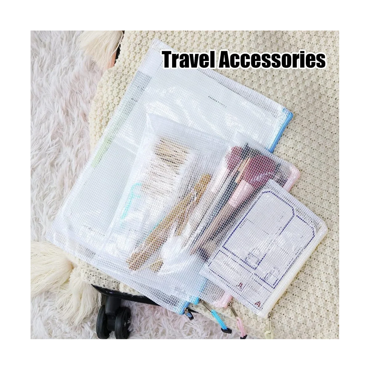 방수 지퍼 파일 가방, 메쉬 지퍼 파우치, A4, 사무용품, 화장품, 문구류 보관에 적합, 20 개