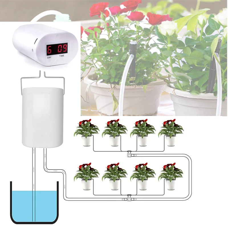 

Automatic flower watering machine Pump Controller Flowers Plants Home 2/4/8 Head Sprinkler Drip Irrigation Device Pump Timer