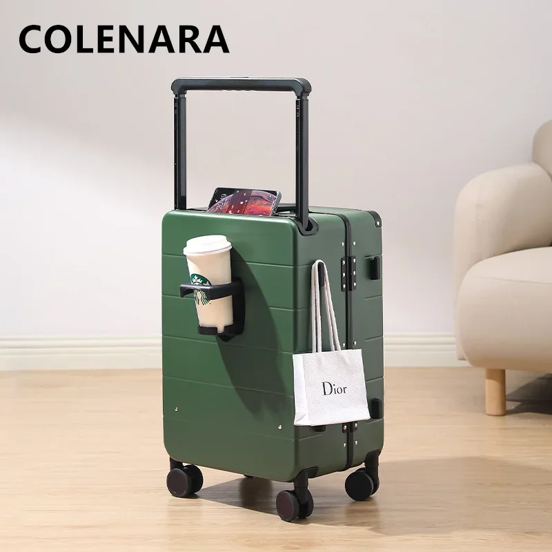 COLENARA Rolling Suitcase Aluminum Frame Trolley Case 20 "boarding Box 24 "26 Inch Cart Type Travel Bag Large Capacity Luggage