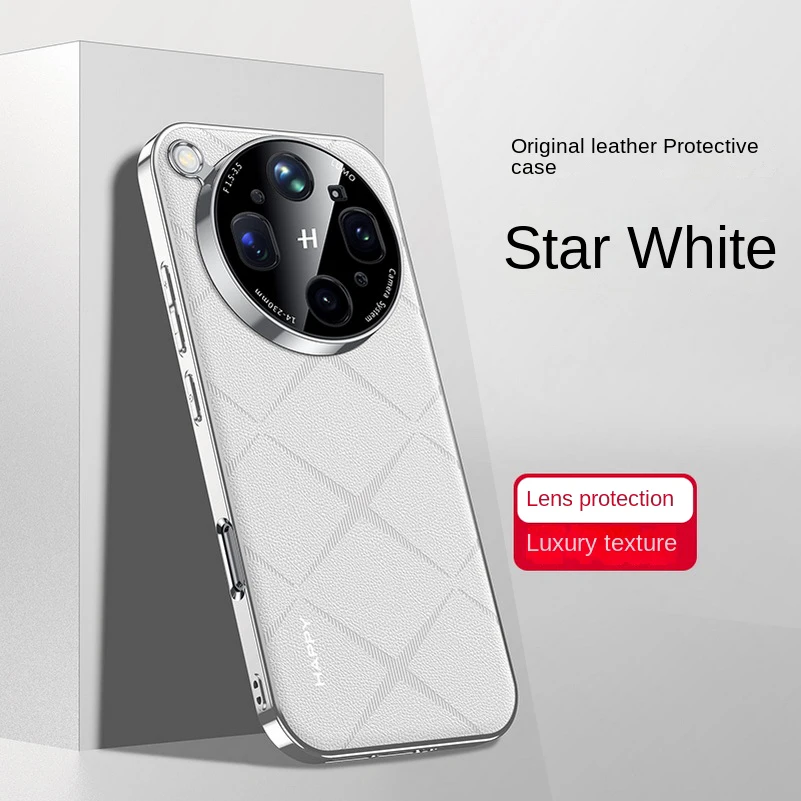 Luxury Plain Leather Case with Camera Lens Protection - Slim Good Texture Cover