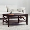 Coffee Table with Thicker Legs, Espresso Wood Coffee Table with Storage for Living Room 40 Inches 1