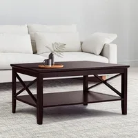 Coffee Table with Thicker Legs, Espresso Wood Coffee Table with Storage for Living Room 40 Inches 1