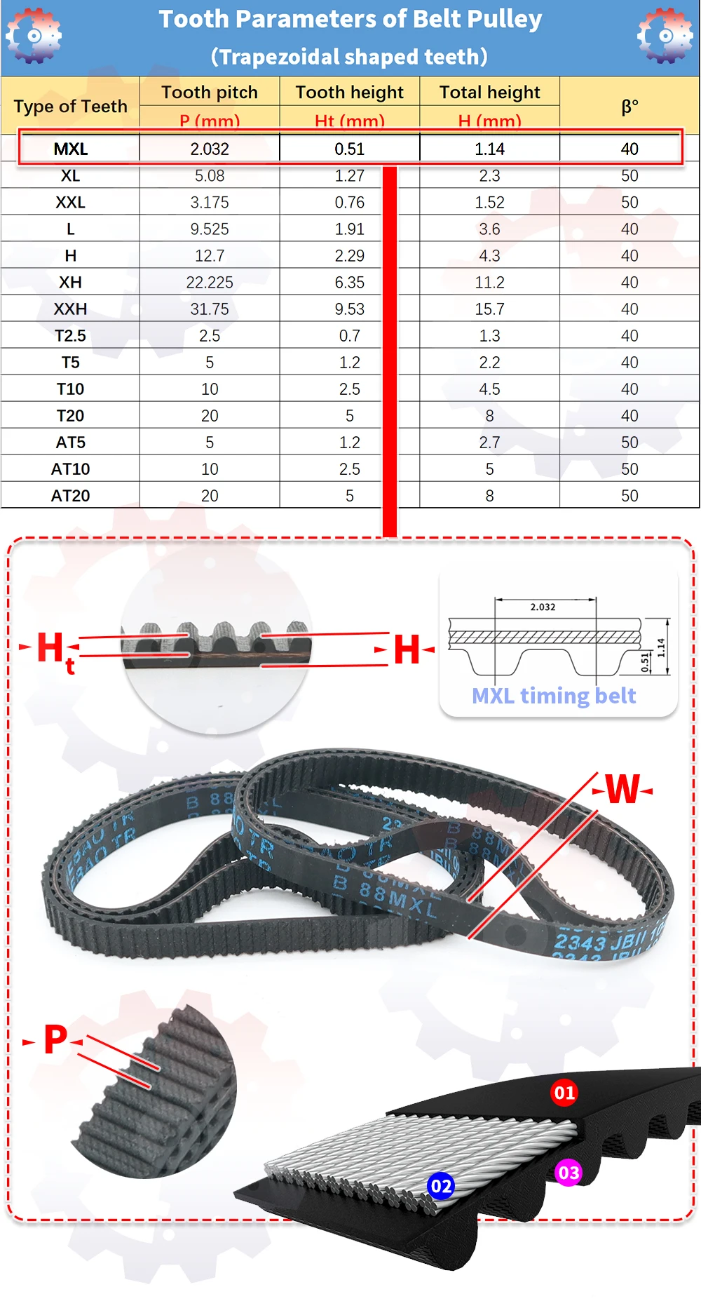 Courroie de distribution synchrone mxl en boucle fermée_voghion.com