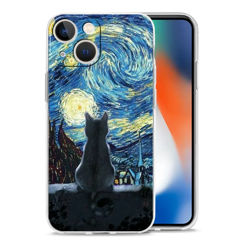 Van Gogh Starry Sky Cat Design Phone Case