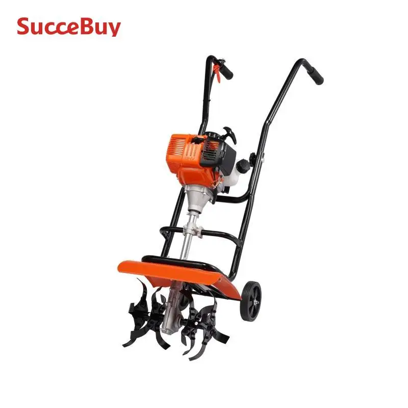 Tiller Cultivator Gas Powered 38CC Garden 4 Steel Adjustable Front Tines For Lawn Garden and Field Soil Cultivation