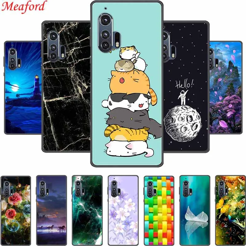 Per Motorola Edge Plus Custodia Per Telefono 6.7 "Custodia Morbida In Silicone Nero Moda Marmo Per Motorola Edge Plus 2020 Custodia Funda