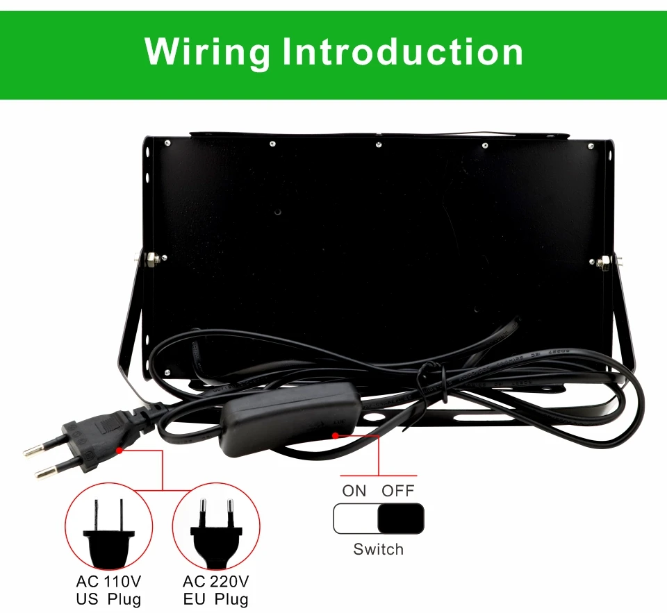 Led UV Floodlight 110V 220V 50W 100W Party Light 395nm 400nm IP65 Waterproof Ultraviolet Fluorescent Stage Lamp with US/EU Plug