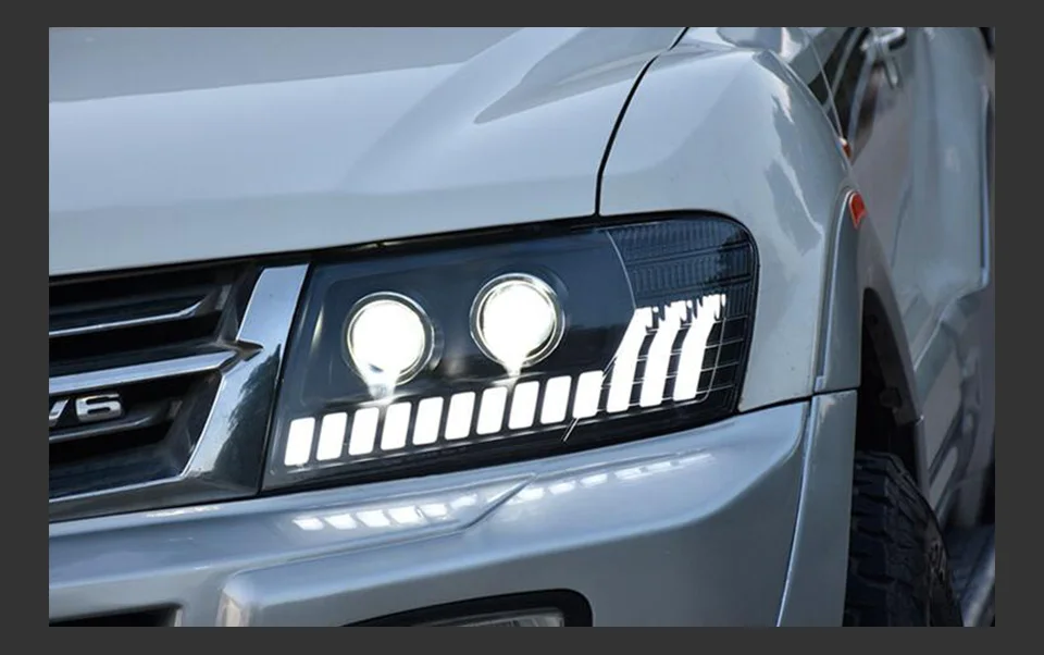AKD Head Lamp for Pajero V73 LED Headlight 2004-2016 Headlights V77 V75 DRL Turn Signal High Beam Angel Eye Projector Lens