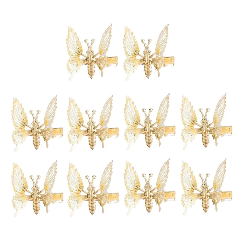 449B 10Pcs 3D Movable Butterfly Shaped Hair Clips Metal Hollow Metallic Flying Butterfly Barrettes Kit Hair Accessories Women flying to cannes kit