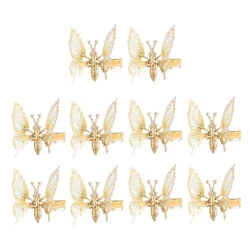 449B 10Pcs 3D Movable Butterfly Shaped Hair Clips Metal Hollow Metallic Flying Butterfly Barrettes Kit Hair Accessories Women