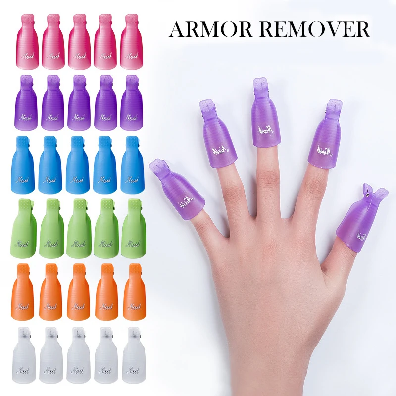 10 Pcs/Bag Colorful Acrylic Nail Art Soak Off Cap Clips Nails Cleaning Manicure UV Gel Polish Soak off Wrap Tools Finger nail polish remover nail gel remover nail debonder nail polish remover wipes nail polish remover wraps