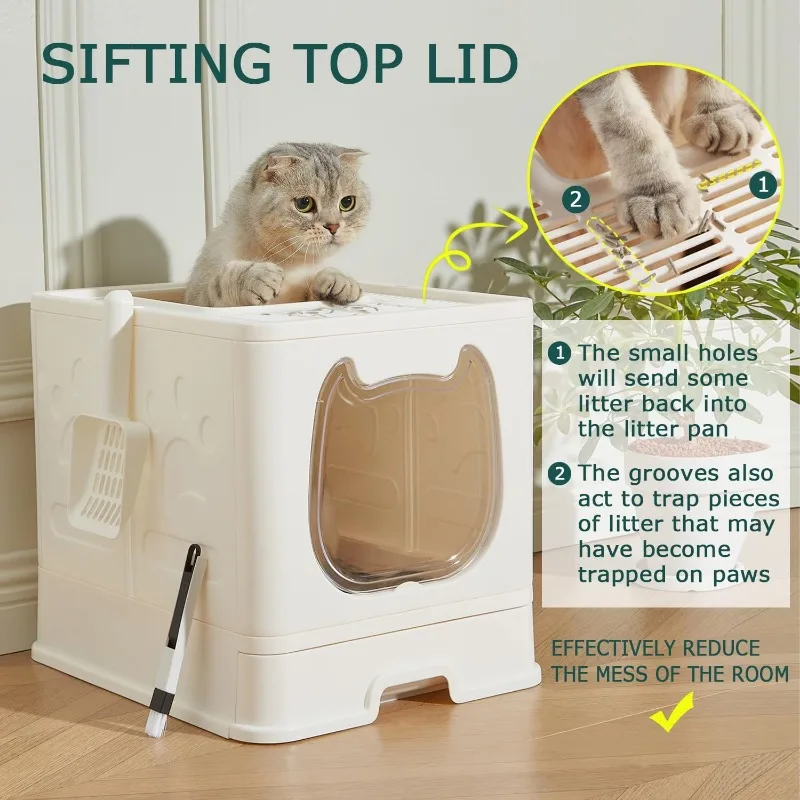 Covered Top Entry Cat Litter Box 4