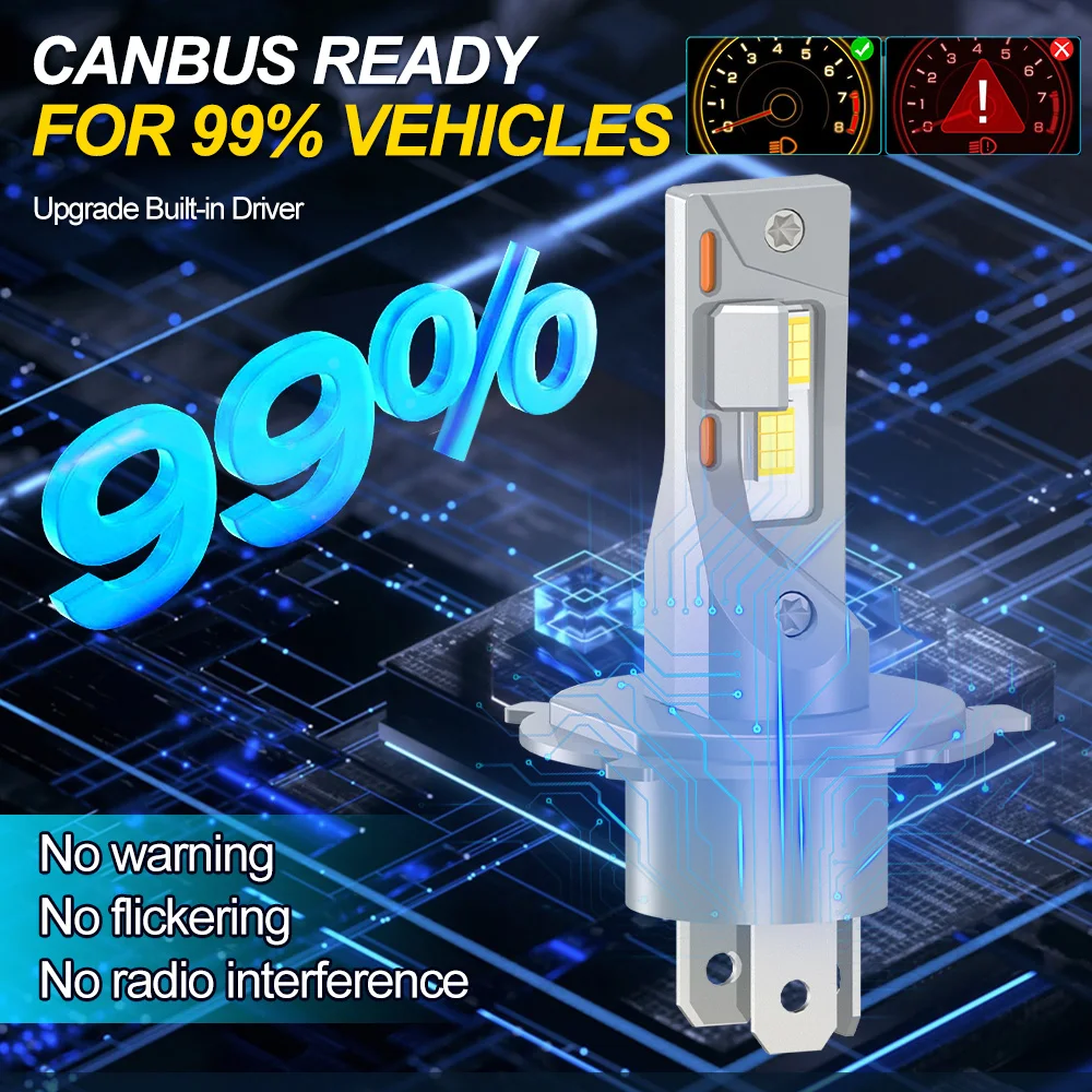H4 Canbus LED 자동차 전조등 전구, 120W 20000LM, 12V 6000K, VW Polo 6R 2009-2012 2013 2014 2015 2016 2017 2018 2019