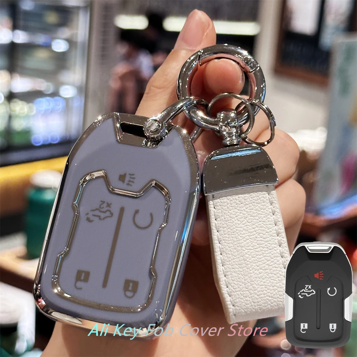 Premium Leather Key Fob Cover with Keychain Lanyard