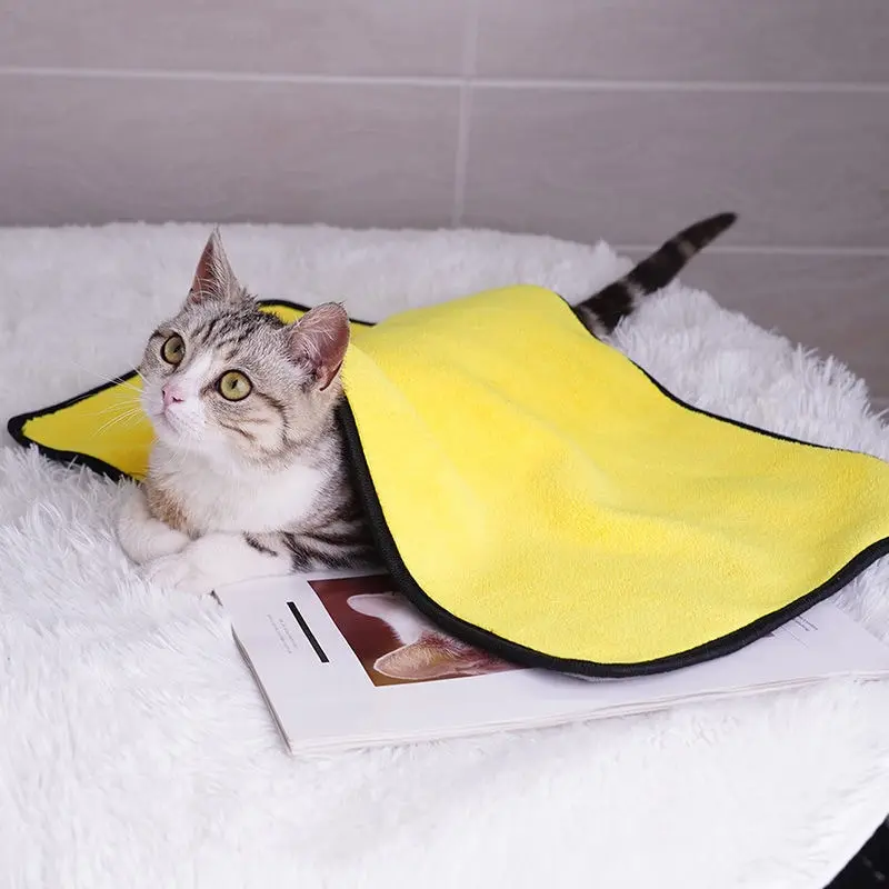 Pet Bath Towel Pet Dog Cat Towels Soft Fiber Towels Water-absorbent Bath Towel Pet Shop Cleaning Towel Supplies