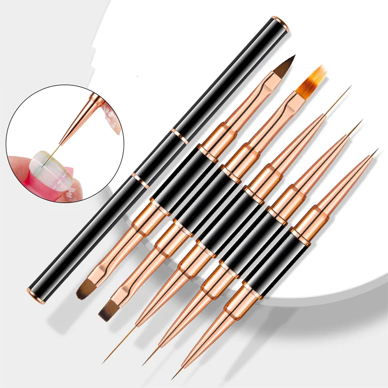 5pcs Double-Ended Professional Nail Art Brush Set