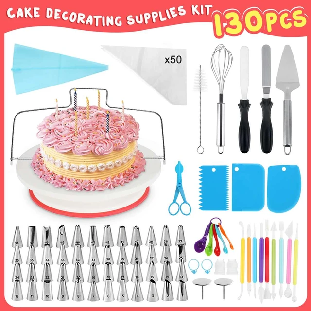 Kit d'outils de décoration de gâteaux, 80 pièces, support de gâteaux,  platine, sacs à pâtisserie, buse de crème, Table rotative, fournitures de  pâtisserie, ensemble d'outils de cuisson - AliExpress