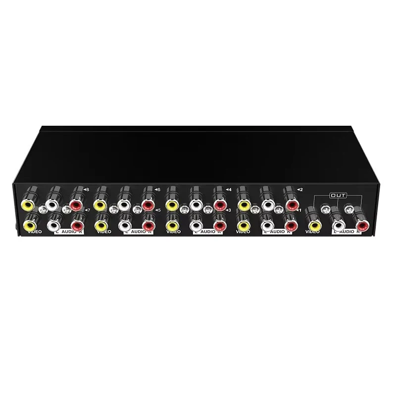 8 Ports Composite 3 RCA Switcher 8 in 1 out AV Video L/R Audio Signal Switcher Selector 8x1 for VCR DVD TV TSB Game Consoles