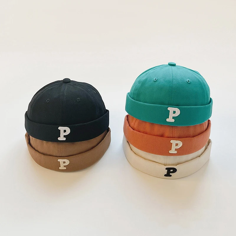Kids Melon Skull Beanie - Solid Color Brimless Hat for Boys  Girls