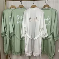 AlterEgo A164 Bride Squad Robes Satin Silk Bride Dressing Gown Maid of Honor Kimono Wedding Party Bridesmaid Gift Honeymoon Robe