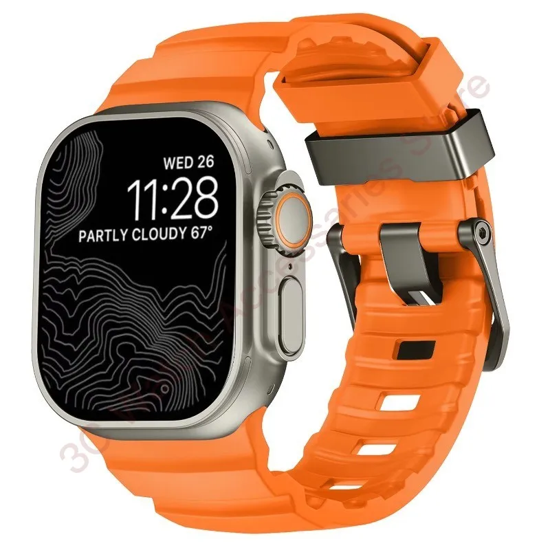 Silicone & Titanium Metal Hybrid Bracelet Strap