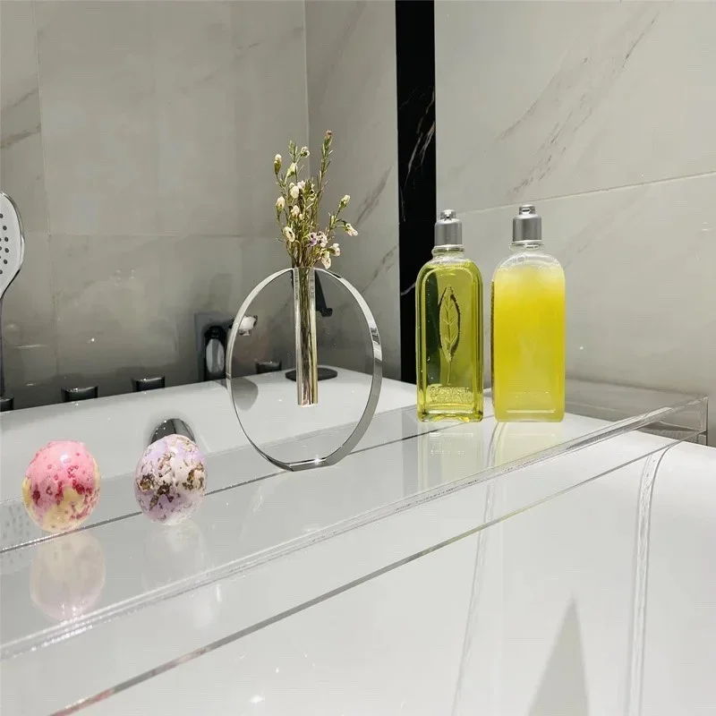 Nordic Acrylic Bathtub Tray Wooden Tray Spa Holder Bath Table Bathroom Storage Organizer Bandeja Bath Tub Accessories