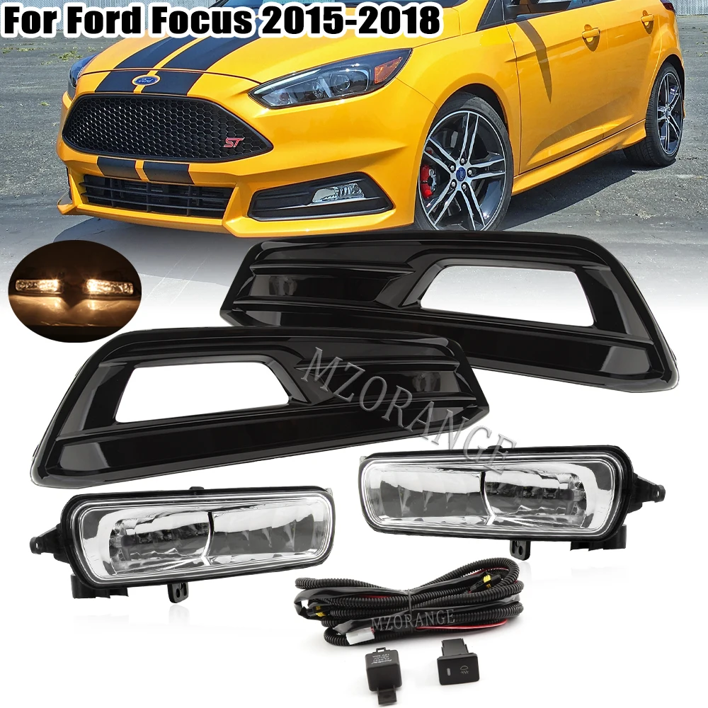 Fog Light for Ford Focus ST 2015-2018 Front Bumper Grille Foglights  Headlights Covers Frame Hole wire harness Car Accessories - AliExpress